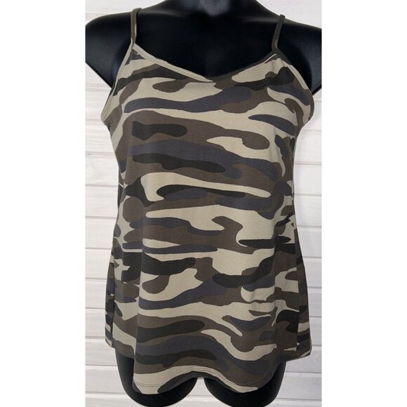 Torrid Sz Plus 1 1X Brown Foxy Cami Tank Camo Knit Adjustable Straps EUC - Picture 4 of 9